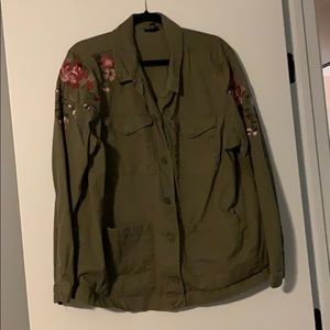 Ana military green jacket with floral detail